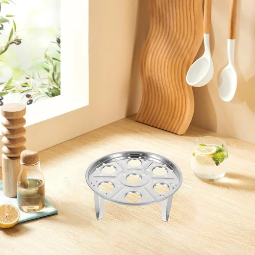 Vista 6 de Multifunctional Egg Steamer Rack 430 Stainless Steel Tripod Stand