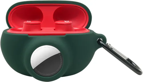 Vista 18 de Funda protectora de silicona compatible con Beats Studio Buds Airtag con soporte para Airtag, encuentra tu funda para auriculares, verde aguacate