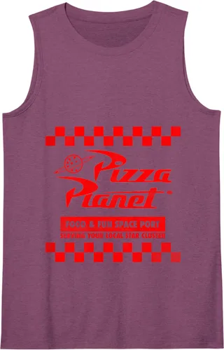 Vista 11 de Disney Pixar Toy Story Pizza Planet - Camiseta sin mangas con logotipo a cuadros, Azul / Patchwork, S Azul Marino