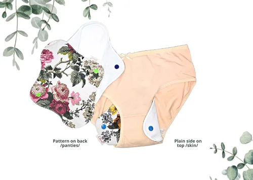 Vista 2 de Lilind ® Paquete de 7 toallas de tela para tanga en flores rojas, 100% algodón orgánico, reutilizables, lavables, toallas sanitarias menstruales