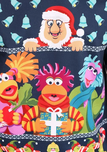 Vista 7 de FUN.COM Suéter feo de Navidad sublimado Fraggle Rock para adultos