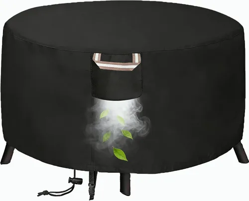 Vista 8 de Funda rectangular para mesa de fogata de gas propano de 44x28x24 pulgadas, impermeable de servicio pesado 600D, funda rectangular para chimenea