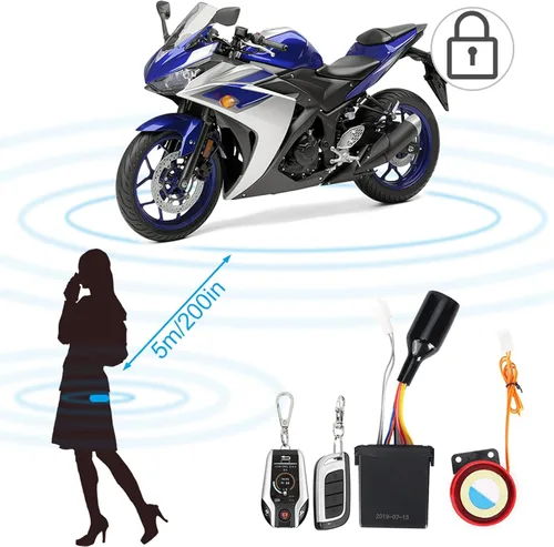 Vista 6 de Sistema de alarma de motocicleta antirrobo, arranque remoto de motocicleta 105 125Db motocicleta 2 vías remoto alarma cuerno sistema de seguridad
