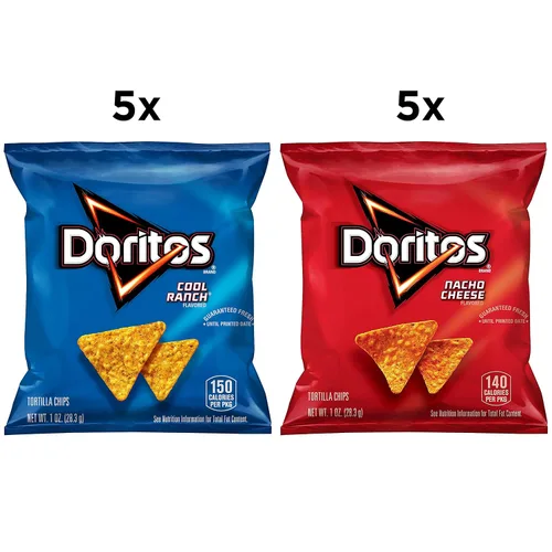 Vista 3 de Doritos Mezcla (queso nacho y rancho fresco), 1 onza (paquete de 10)