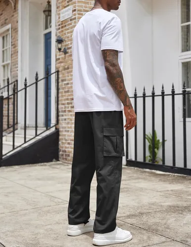 Vista 5 de COOFANDY Pantalones cargo casuales para hombre, pantalones deportivos de algodón con cordón