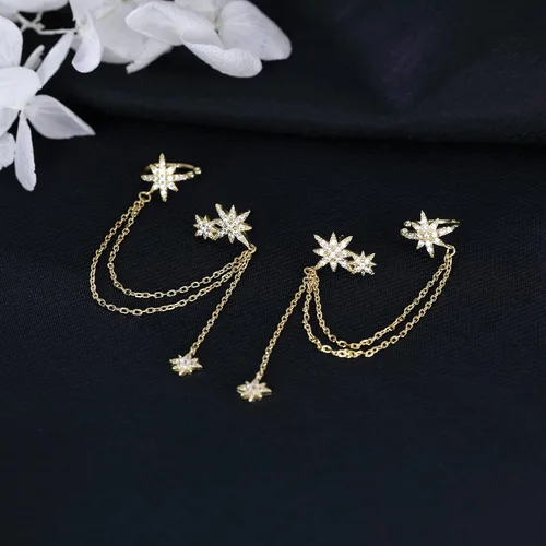 Vista 5 de SLUYNZ - Aretes de plata de ley 925 con diseño de estrella, para mujeres, adolescentes, niñas, aretes de estrella