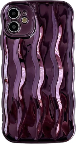 Vista 8 de Caseative Funda para iPhone 11, diseño de ondas rizadas, suave, compatible con iPhone (azul, iPhone 11)