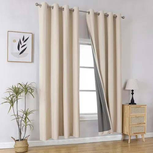 Vista 86 de Joydeco - Juego de 2 paneles de cortinas opacas de 63 pulgadas, 2 cortinas largas con aislamiento térmico burg, cortinas de oscurecimiento