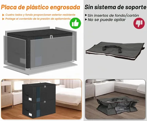 Vista 3 de 60L - Bolsa de almacenamiento para edredón, contenedor de almacenamiento para mantas con construcción resistente, con asas duraderas, caja