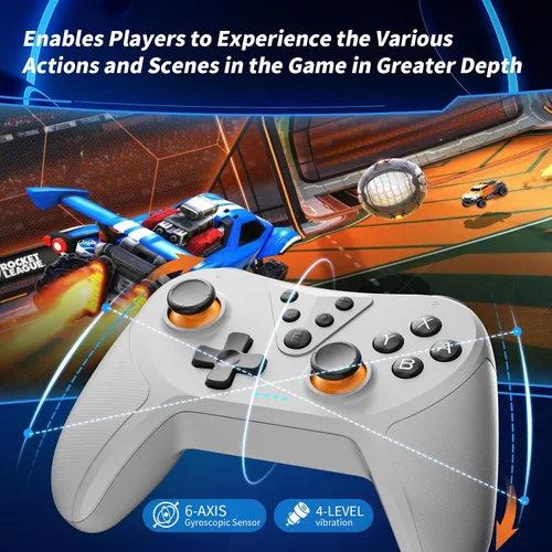 Vista 7 de Honghao Switch Controller, Wireless Pro Game Controllers For Nintendo SwitchOLEDLitePCIOS, Remote Gamepad With TurboVibration6-axis Motion (White)