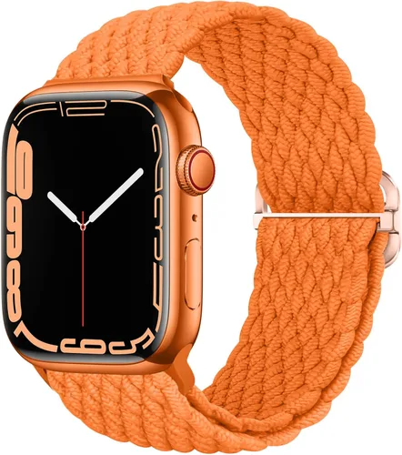 Vista 11 de Qimela - Correa elástica Solo Loop compatible con Apple Watch de 49 mm, 46 mm, 45 mm, 44 mm, 42 mm, 41 mm, 40 mm y 38 mm, correa trenzada Verde