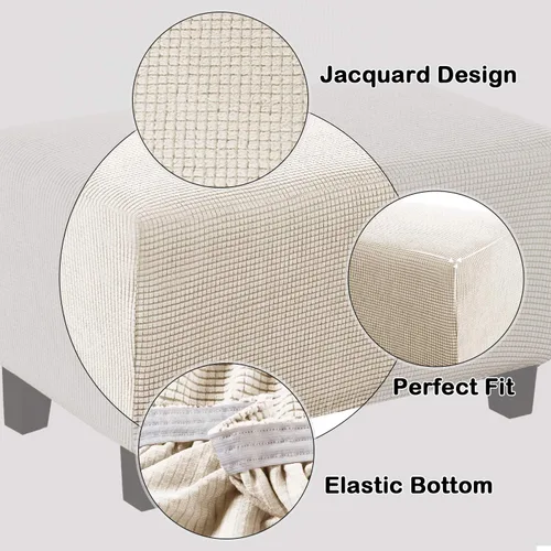 Vista 2 de Turquoize Funda otomana elástica para sofá, funda protectora para reposapiés, protector de muebles, funda rectangular suave con parte inferior