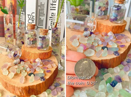 Vista 5 de Paquete de 8.82 onzas de fluorita y 8.82 onzas de cristales de amatista, grava, para acuario, piedras rodadas, piedras trituradas, piezas de cuarzo