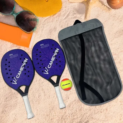 Vista 3 de kowaku 2 raquetas de tenis de playa, raqueta de tenis de playa, palas de tenis de playa ligeras y portátiles con bolsa para patio
