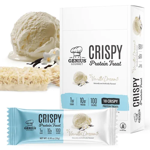 Vista 13 de Genius Gourmet Golosina de proteína crujiente, mantequilla de maní de chocolate, aperitivo Keto, bajo en carbohidratos, bajo en azúcar y sin gluten