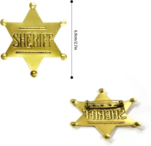 Vista 2 de Dohia Broche de insignias de sheriff adjunto para niños, broche de insignia del sheriff del oeste para adultos, niños y niñas, accesorios de juego