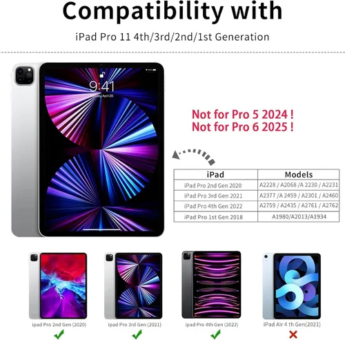 Vista 2 de Kenke - Funda para iPad Pro de 11 pulgadas 4ª/3ª/2ª/1ª generación 2022/2021/2020/2018 con soporte para carga de segundo lápiz con soporte
