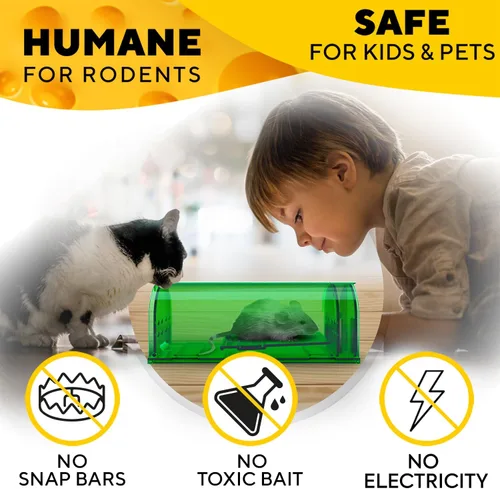 Vista 2 de Paquete de 2 trampas para ratones de captura y liberación humanitaria para interiores y exteriores, trampas duraderas fáciles de instalar, seguras