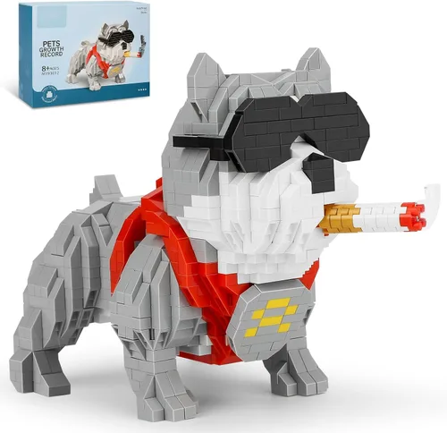 Vista 12 de Lindo kit de bloques de construcción micro mini de animales, ladrillos mini azules de gato para juguetes de construcción para adultos, niños