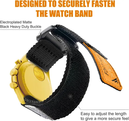 Vista 4 de Ritche Correa de nailon de liberación rápida de 0.78 pulgadas para hombre, compatible con Omega Speedmaster, Seamaster, Railmaster, Mission to the