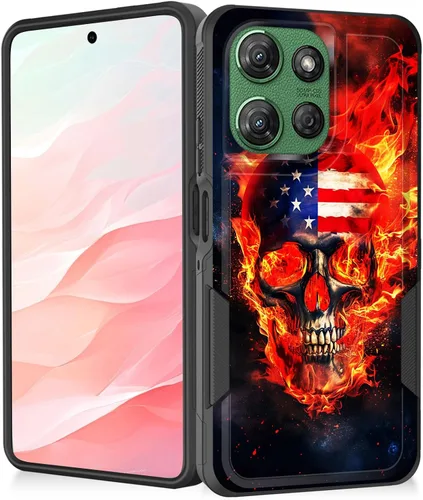 Vista 26 de Funda para Moto G Play 4G 2024, resistente de doble capa híbrida de policarbonato duro, goma suave, a prueba de golpes, funda protectora resistente