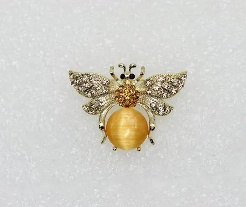 Vista 2 de Faship Broche de cristal con diamantes de imitación amarillos, Metal, Cristal