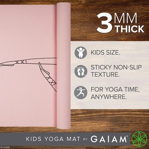 Vista 2 de Gaiam Tapete de Yoga para Niños, Tapete de Ejercicio, Yoga para Niños con Estampados Divertidos - Tiempo de Juego para Bebés, Niños Pequeños Activos
