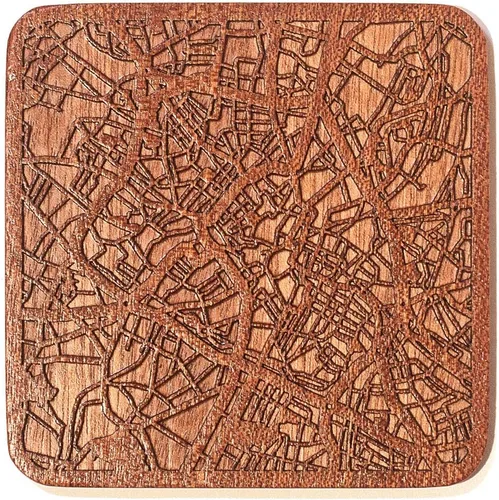 Vista 86 de Posavasos Amsterdam Map by O3 Design Studio, 1 pieza, posavasos de madera Sapele con mapa de la ciudad, hecho a mano, varias ciudades opcionales