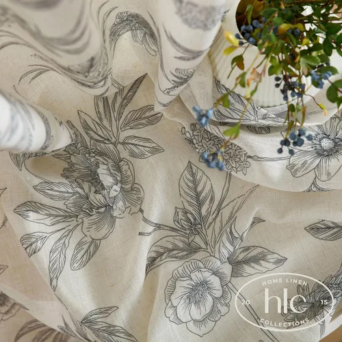 Vista 4 de HLC.ME Brookville - Cortinas de lino con estampado floral, con bolsillo trasero y pestaña trasera, paneles de cortina para dormitorio, comedor