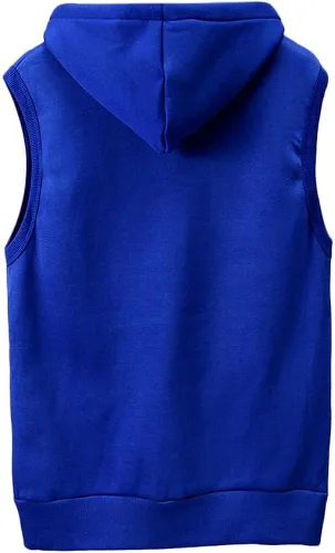 Vista 2 de Sudadera sin mangas con cremallera para hombre, de algodón, con forro polar, con bolsillos y cordón