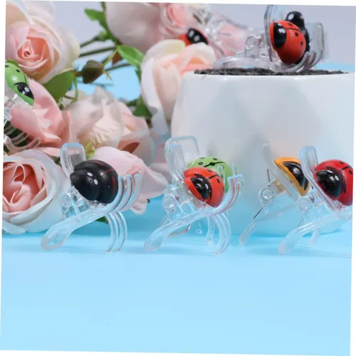Vista 8 de YARNOW 60 piezas de 6 clips de soporte de orquídea para decoración floral, clips en forma de mariquita, clips fijos para jardinería, clips fijos