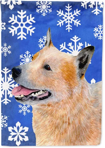 Vista 303 de Caroline's Treasures SC9374GF Bulldog English Snow flakes Holiday Garden Flag Buzón Bandera decorativa para patio exterior, patio, obras de arte