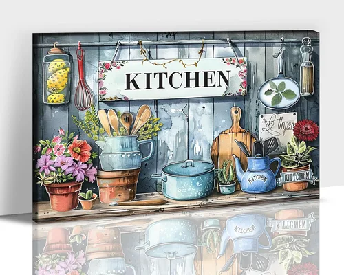 Vista 14 de GUTTATY Imágenes de cocina, arte de pared, pintura colorida de frutas y verduras para comedor, restaurante, regalo del día de la madre para abuela