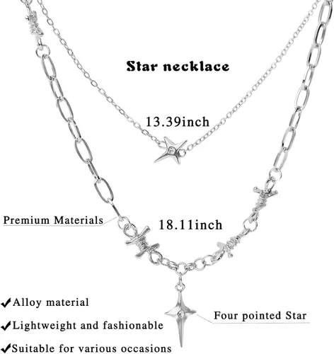 Vista 85 de Y2k - Collar irregular con dije de estrella, piedra de luna, diseño de cadena de moda, joyería de plata picante para mujer
