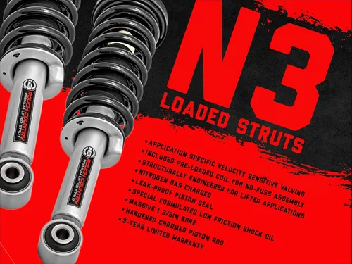 Vista 5 de Rough Country Puntales de Nivelación N3 Cargados para Ford F-150 4WD (2014-2025) Elevación de 2" - Puntal de Bobina Precargado, Instalación