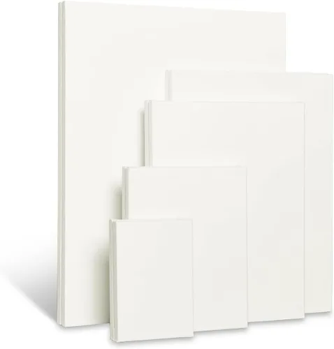 Vista 6 de KINGART 818-10 Paneles de lienzo estirados, 100% algodón, triple imprimado, para acrílico, óleo y medios mixtos, blanco, surtido rectangular