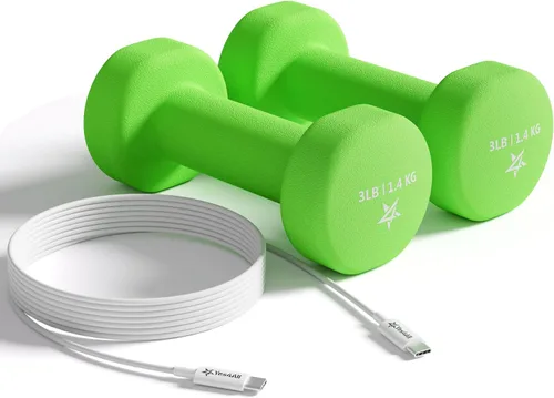 Vista 9 de Yes4All Neoprene Dumbbells, Pairs and Sets with Rack for Home Workouts A. Púrpura