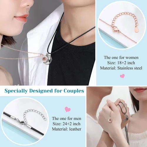 Vista 3 de UPROMI Collar de pareja para novio, novia, marido, hombre, alma gemela, aniversario, día de San Valentín, regalos para él y ella