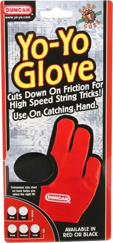 Vista 2 de Duncan Toys - Guante pequeño para yoyó (rojo), color negro Worn on the Non-Throwing Hand, 3-Finger Design Prevents String Burn, Durable Fabric
