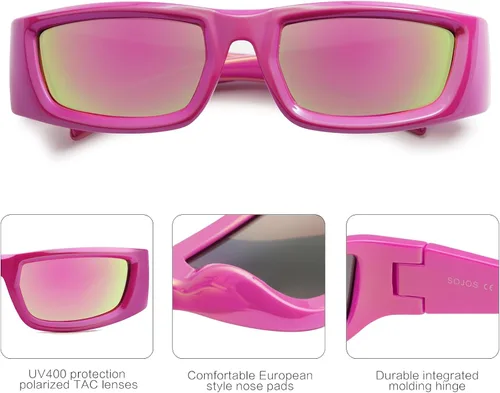 Vista 4 de SOJOS Gafas de sol de moda Warp Around para mujeres y hombres