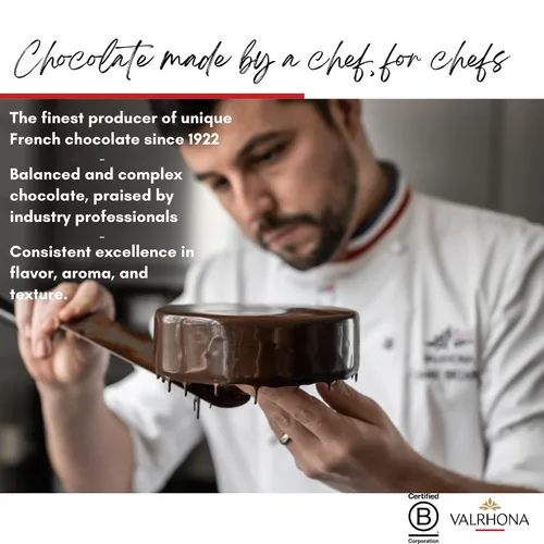 Vista 5 de Valrhona Discos de chocolate negro para hornear francés prémium (cinco). EQUATORIALE 55% de cacao. Fácil de derretir y templar. Cremosos