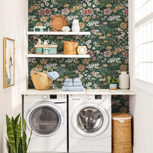 Vista 7 de Orainege Papel tapiz autoadhesivo para despegar y pegar, diseño floral, estilo bohemio, vintage, de 16.9 x 118.1 pulgadas, diseño de margaritas
