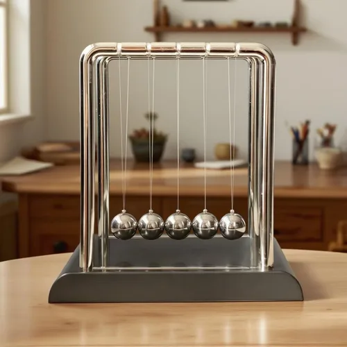 Vista 6 de Péndulo de Newton con Bolas de Equilibrio, Bolas Cinéticas Oscilantes con Base Negra, Herramienta de Aprendizaje Educativo de Ciencia Física