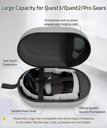 Vista 9 de Syntech Estuche rígido grande con cable de enlace de 16 pies16.4 ft compatible con OculusMeta Quest2