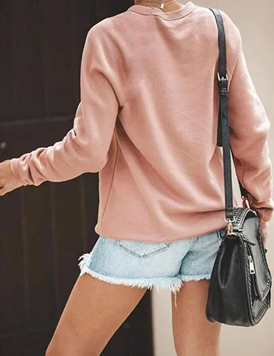 Vista 4 de EGELEXY Sudaderas con bordado para mamá, blusa con cuello redondo y manga larga para mujer