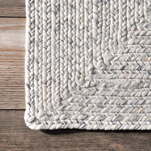 Vista 6 de nuLOOM Alfombra de Área Cuadrada Sólida Trenzada a Mano de 8 Pies para Interiores/Exteriores, Apta para Mascotas, Alto Tráfico, Resistente a