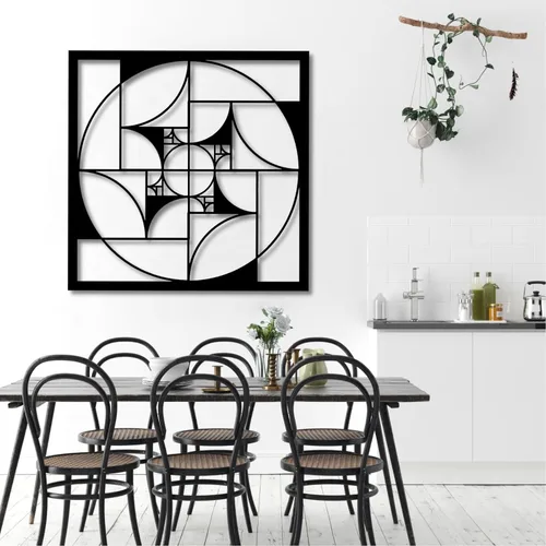 Vista 2 de Decoración de pared de metal, proporción dorada, decoración de pared en espiral Fibonacci, arte de pared geométrico, arte de pared de metal, espiral