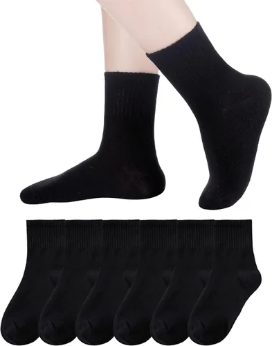 Vista 19 de Eyean Calcetines deportivos para niños y niñas, de algodón, uniformes escolares, casuales, básicos, 6 pares