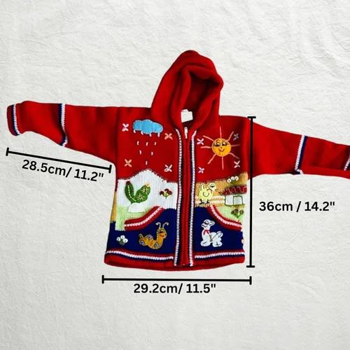 Vista 2 de Peruvian Wool Knitted Sweater with hoodie for babies & toddlers, Unisex, Chompas Peruanas, fall winter sweater