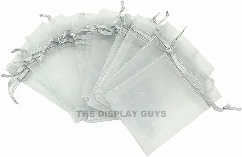 Vista 17 de TheDisplayGuys - Paquete de 48 bolsas de regalo de organza transparente negra de 2 x 2-3/4 pulgadas con cordón, bolsas de regalo para joyas, bolsas